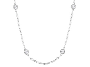 Moissanite Platineve Station Necklace 0.90ctw DEW