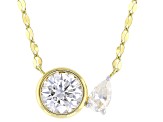 Moissanite 14k Yellow Gold Over Sterling Silver Two Stone Necklace 1.05ctw DEW