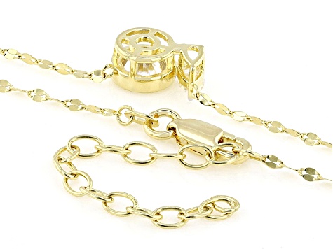 Moissanite 14k Yellow Gold Over Sterling Silver Two Stone Necklace 1.05ctw DEW
