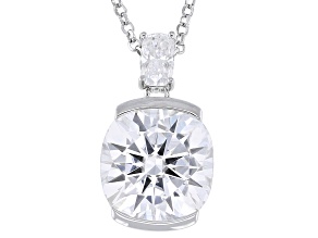 Moissanite Platineve Two Stone Pendant And Rolo Chain 5.27ctw DEW