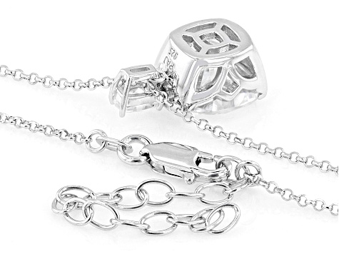 Moissanite Platineve Two Stone Pendant And Rolo Chain 5.27ctw DEW