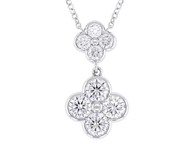 Moissanite Platineve Clover Necklace 1.36ctw DEW