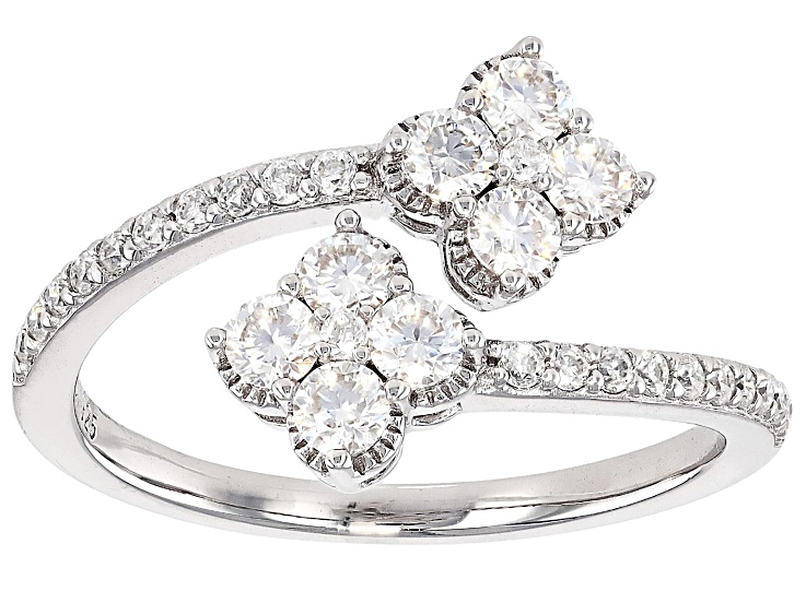 Moissanite Platineve Clover Design Ring 0.70ctw DEW