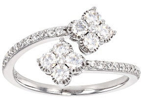 Moissanite Platineve Clover Design Ring 0.70ctw DEW