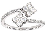 Moissanite Platineve Clover Design Ring 0.70ctw DEW