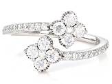 Moissanite Platineve Clover Design Ring 0.70ctw DEW
