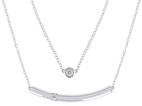 Moissanite Platineve Layered Necklace 0.16ctw DEW