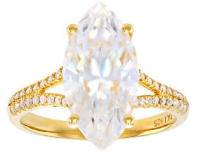 Moissanite 14k Yellow Gold Over Sterling Silver  Engagement Ring 5.05ctw DEW
