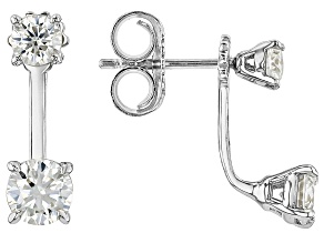 Moissanite Platineve® Two Stone Earrings 0.98ctw DEW