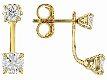 Picture of Moissanite 14k Yellow Gold Over Sterling Silver Earrings 0.98ctw DEW