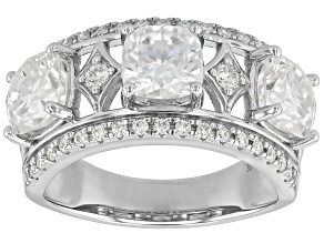Moissanite Platineve® 3 Stone Design Ring 3.76ctw DEW