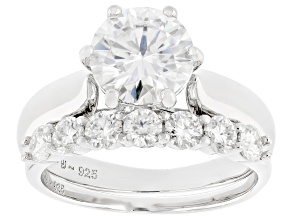 Moissanite Platineve Ring With Band 2.60ctw DEW