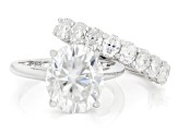 Moissanite Platineve Ring With Band 7.33ctw DEW