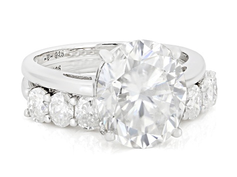 Moissanite Platineve Ring With Band 7.33ctw DEW