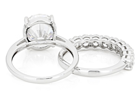 Moissanite Platineve Ring With Band 7.33ctw DEW