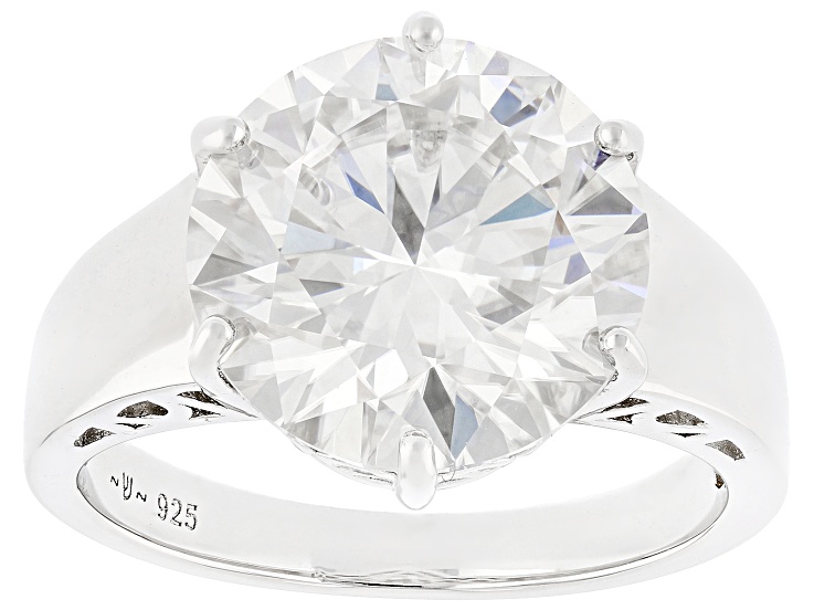Moissanite Platineve Solitaire Ring 6.13ct DEW
