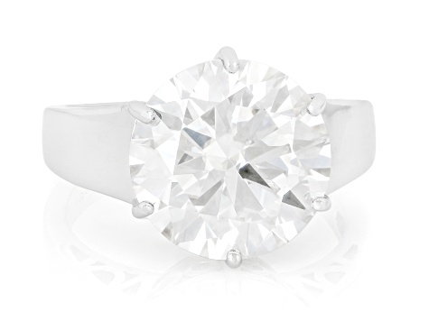 Moissanite Platineve Solitaire Ring 6.13ct DEW