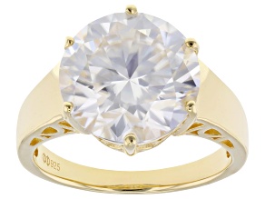 Moissanite 14k Yellow Gold Over Silver Solitaire Ring 6.13ct DEW