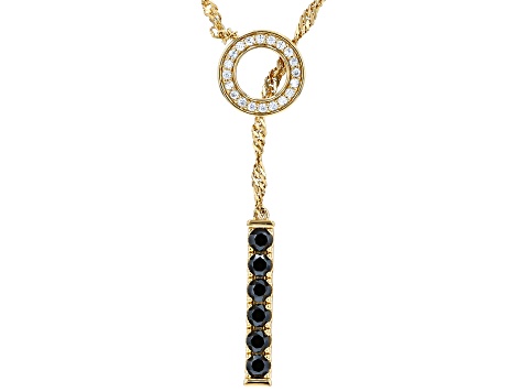 White and Black Moissanite 14k Yellow Gold Over Sterling Silver Necklace 0.56ctw DEW