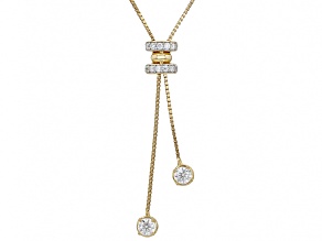 Moissanite 14k Yellow Gold Over Sterling Silver Adjustable Slide Necklace 0.66ctw DEW