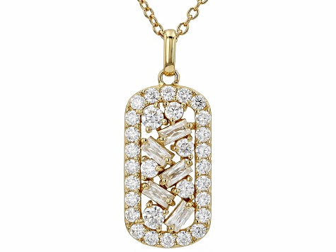 Moissanite 14k Yellow Gold Over Sterling Silver Cluster Pendant 1.61ctw DEW