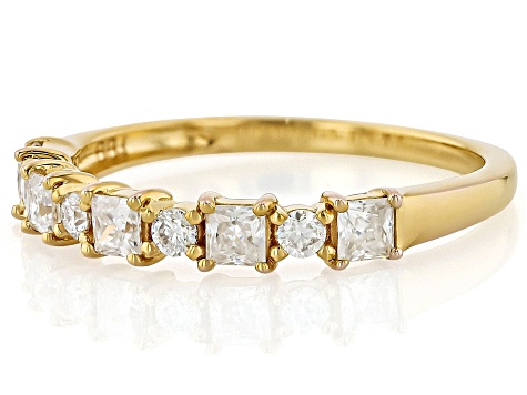 Moissanite 14k Yellow Gold Over Sterling Silver Band Ring 0.62ctw DEW