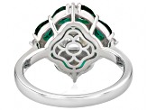 Asscher Cut Moissanite and Lab Created Emerald Platineve Ring 1.93ctw DEW