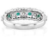 Moissanite and Lab Created Emerald Platineve Band Ring 0.84ctw DEW