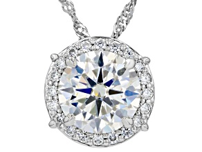 Moissanite Platineve® Halo Pendant with Chain 4.00ctw DEW