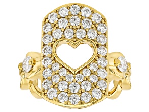 Moissanite 14k Yellow Gold Over Sterling Silver Pave Heart Ring 1.32ctw DEW
