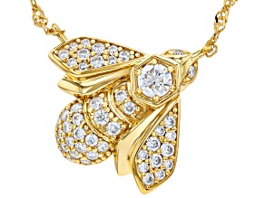 Moissanite 14k Yellow Gold Over Sterling Silver Bee Necklace