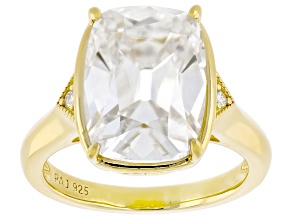 Old Mine Cut Moissanite 14k Yellow Gold Over Silver Engagement Ring 6.81ctw DEW.