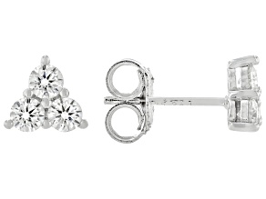 Moissanite Platineve Three Stone Earrings 0.60ctw DEW