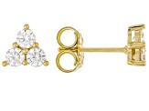 Moissanite 14k Yellow Gold Over Silver Three Stone Earrings 0.60ctw DEW