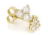 Moissanite 14k Yellow Gold Over Silver Three Stone Earrings 0.60ctw DEW