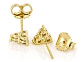 Moissanite 14k Yellow Gold Over Silver Three Stone Earrings 0.60ctw DEW