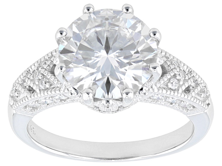 Moissanite Platineve Engagement Ring 4.04ctw DEW.