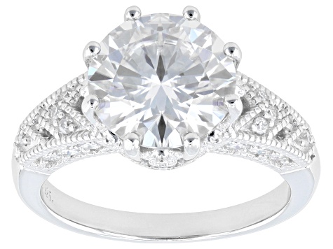 Moissanite Platineve Engagement Ring 4.04ctw DEW.