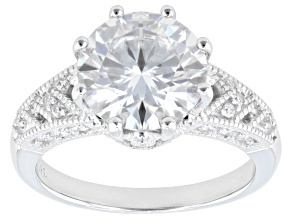 Moissanite Platineve Engagement Ring 4.04ctw DEW.