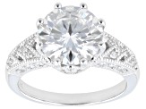 Moissanite Platineve Engagement Ring 4.04ctw DEW.