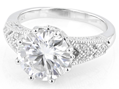 Moissanite Platineve Engagement Ring 4.04ctw DEW.