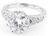 Moissanite Platineve Engagement Ring 4.04ctw DEW.