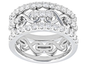 Moissanite Platineve Set Of Three Rings 1.10ctw DEW.