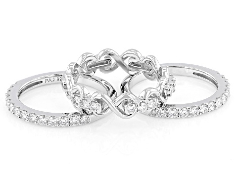 Moissanite Platineve Set Of Three Rings 1.10ctw DEW. - JMF150 | JTV