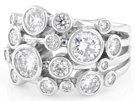 Moissanite Platineve Multirow Ring 2.04ctw DEW.