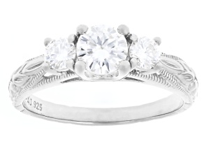 Moissanite Platineve Engagement Ring 0.92ctw DEW.