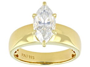 Moissanite 14k Yellow Gold Over Silver Engagement Ring 2.00ct DEW.