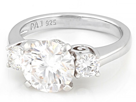 Moissanite Platineve Three Stone Ring 3.20ctw DEW - JMF160 | JTV