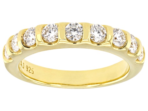 Moissanite 14k Yellow Gold Over Silver  Band Ring 0.90ctw DEW.