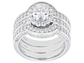 Moissanite Platineve Ring With Two Bands 3.72ctw DEW